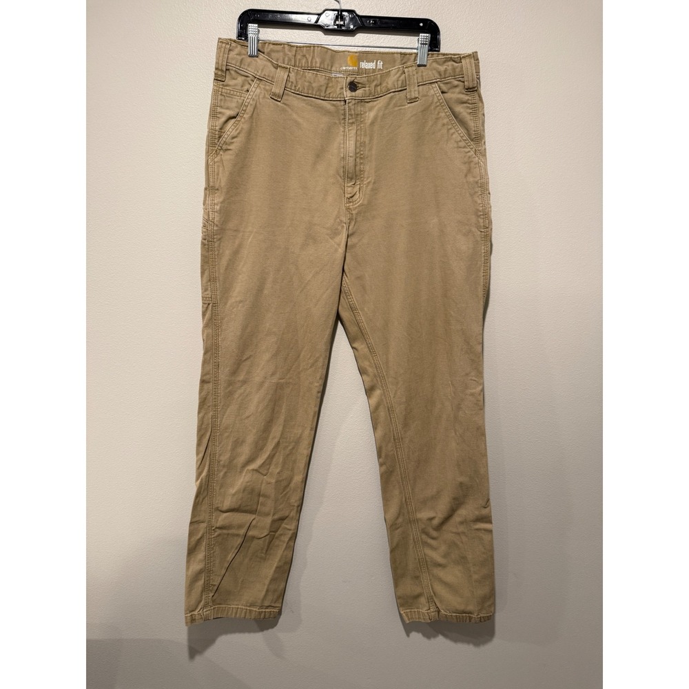 Carhartt Mens Relaxed Fit Canvas Work Pants Tan Khaki Utility Carpenter 38x36